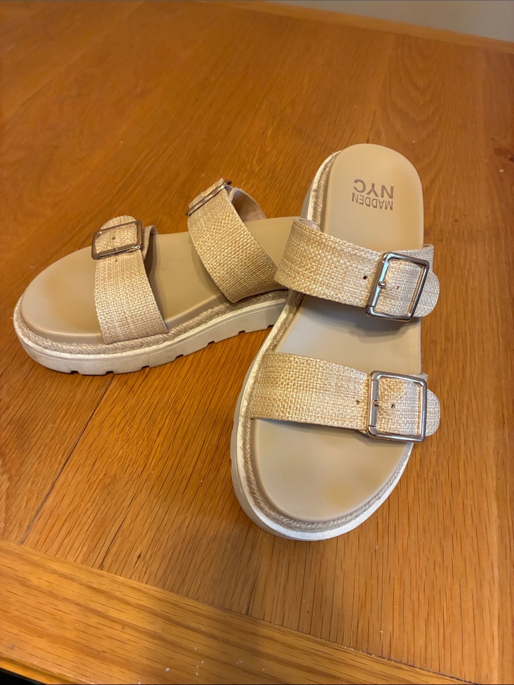 Women’s Double Buckle Slide Sandals - Champagne